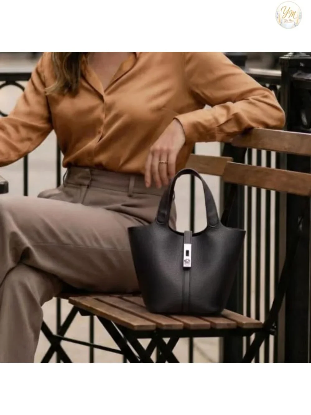 Faux Leather Tote Satchel with Detachable Purse